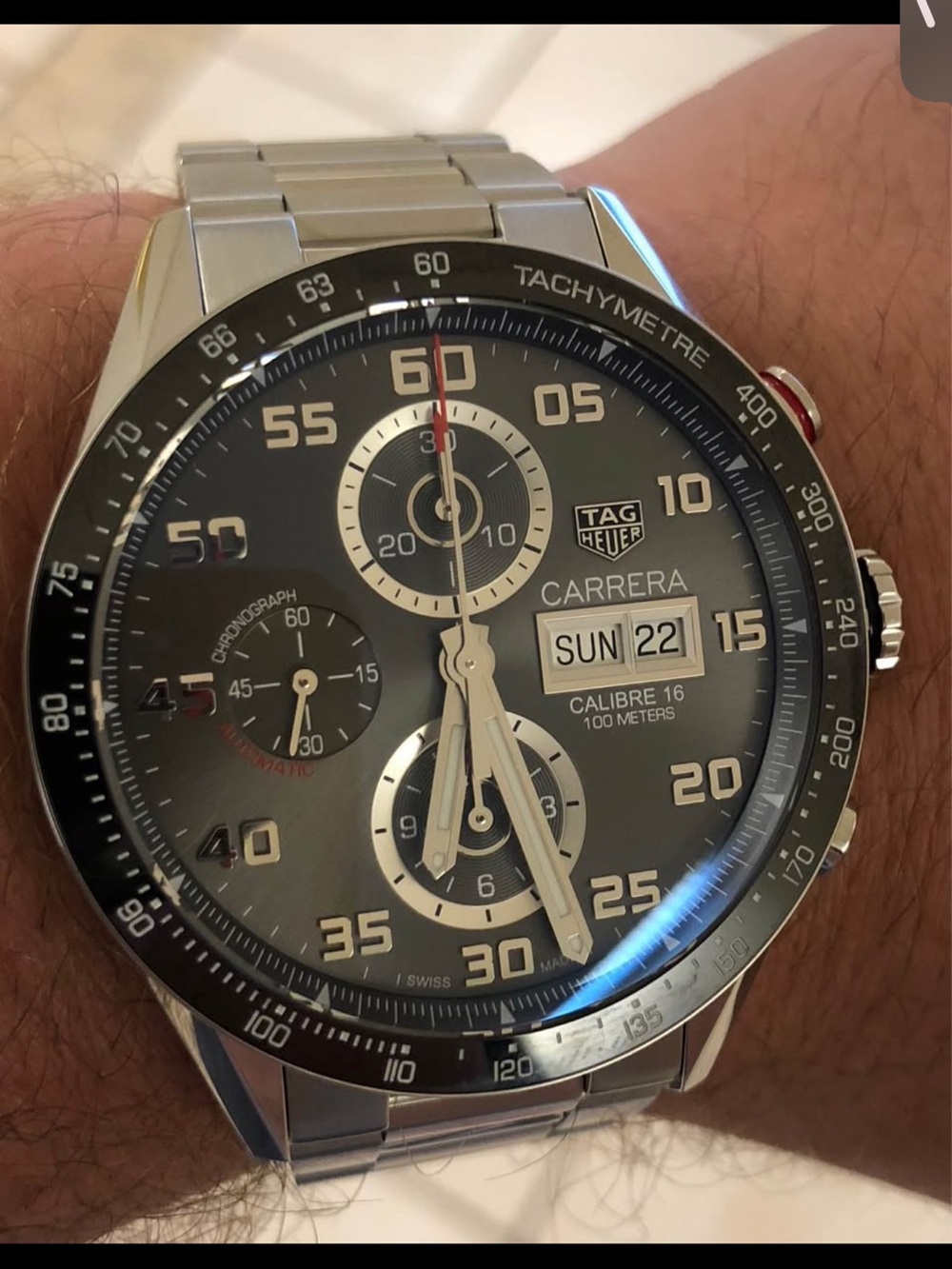 Tag Heuer Carrera Chronograph - Black, Silver & Red Accents - Picture 2 of 3